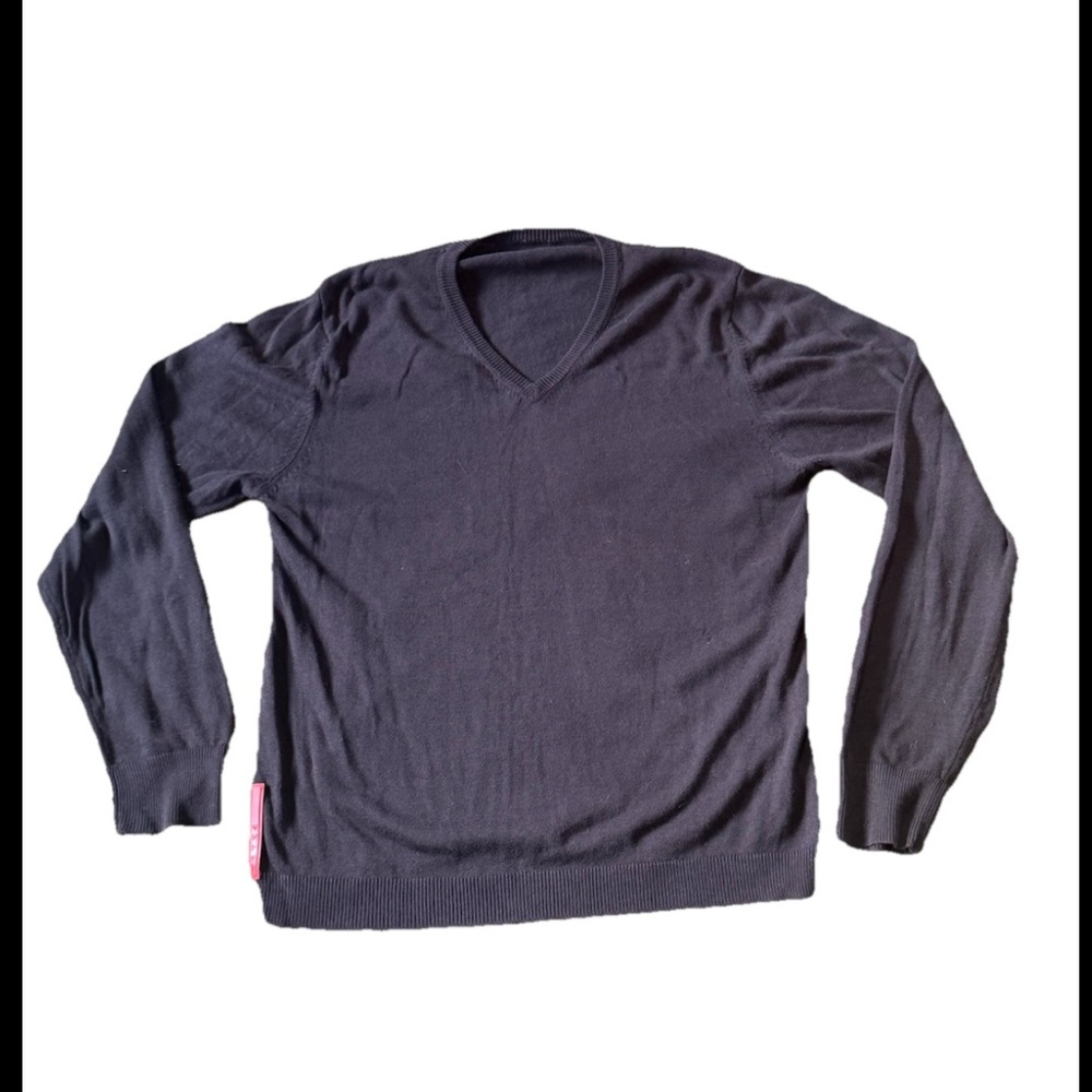 Prada mens v neck sweater vintage cotton dark brown medium small red tag